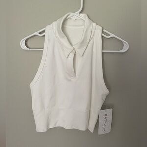 NWT Athleta Seamless Crop Polo Tank White - Med